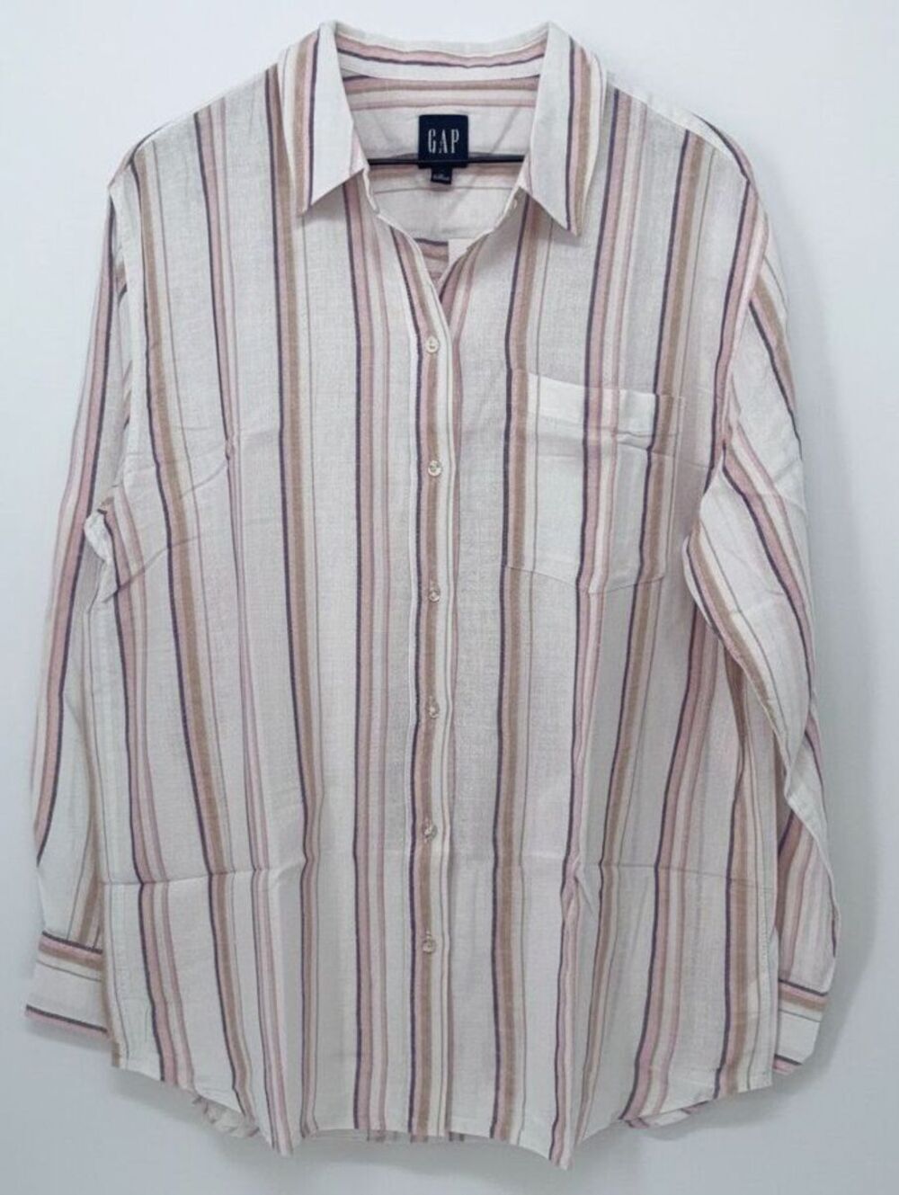 GAP 100% Linen Striped Button-Up Shirt | Women's Large | NWT